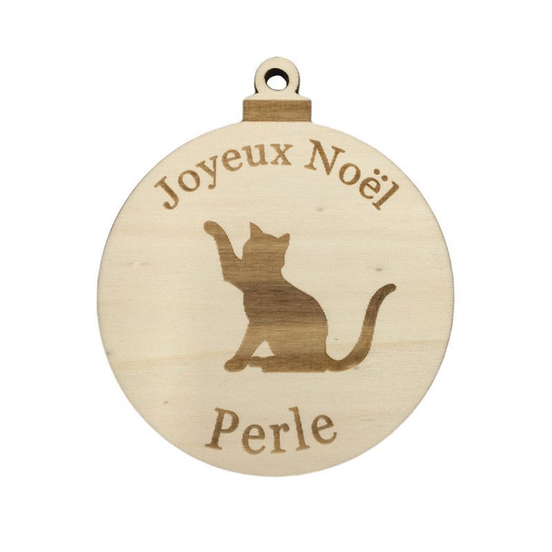 Boule de Noël chat joueur