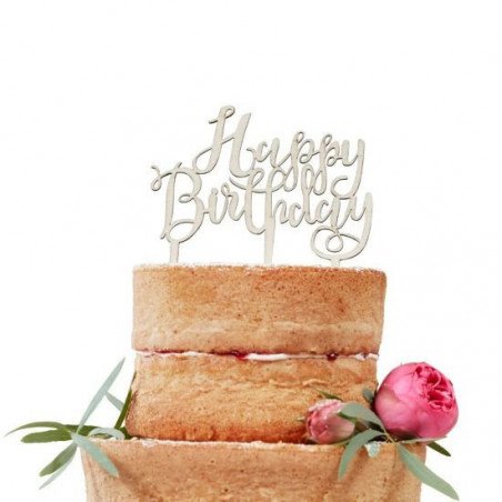 Cake Topper en bois "Joyeux Anniversaire"