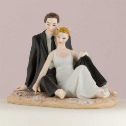 Figurine Couple romantique assis sur le sable