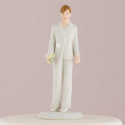 Figurine mariée cheveux blond en pantalon