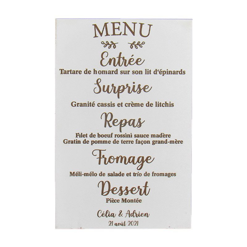 Menu de mariage en bois Botanic