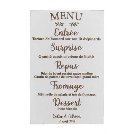 Menu de mariage en bois Botanic