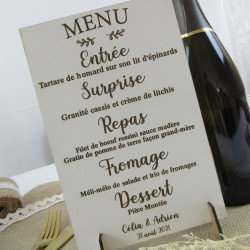 Menu de mariage en bois Botanic