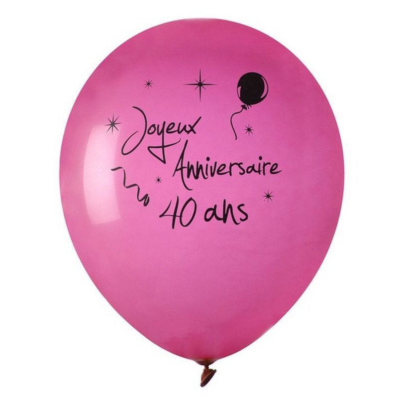 Ballons "Joyeux Anniversaire" 40 ans (x8)