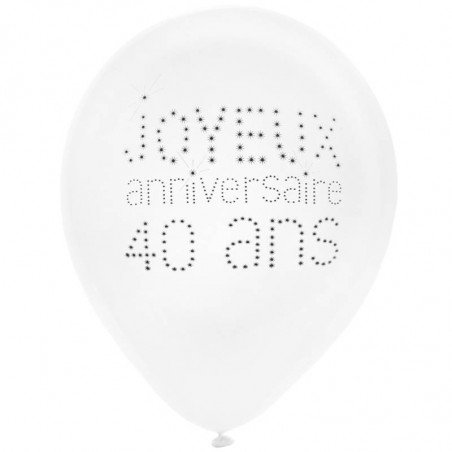 Ballons "Joyeux Anniversaire" 40 ans (x8)