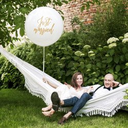 Ballon Géant "Just Married" Blanc & Doré