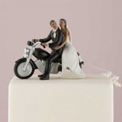 Figurine Couple de mariés à moto - Ethnique