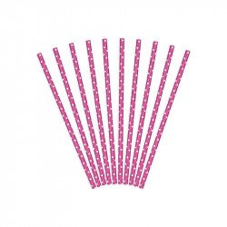 Pailles à pois retro Fuchsia (x25)