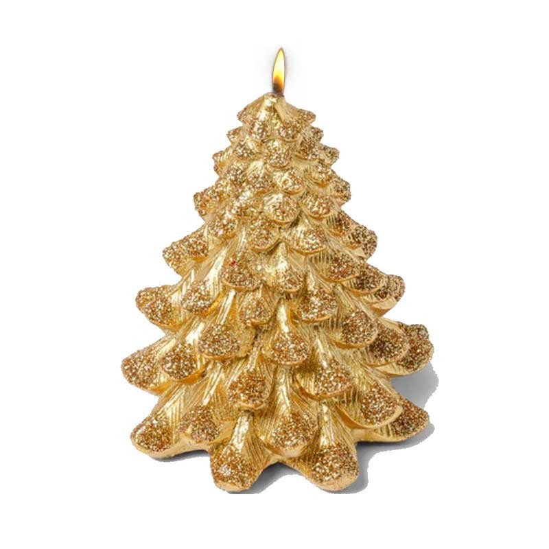 Bougie sapin paillettes OR