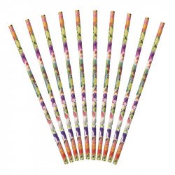 Pailles fleuries multicolores sous emballage (x30)