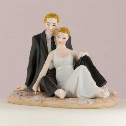 Figurine Couple romantique assis sur le sable