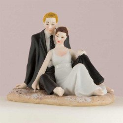 Figurine Couple romantique assis sur le sable