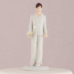 Figurine mariée cheveux brun en pantalon