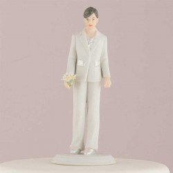 Figurine mariée cheveux gris en pantalon