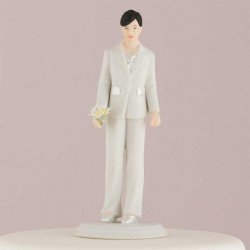 Figurine mariée cheveux noir en pantalon