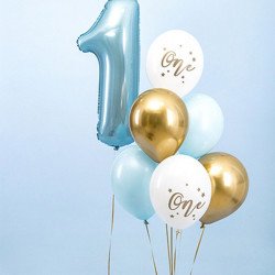 Ballons "One" pastel et dorés (x6)