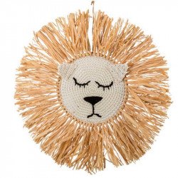 Tête de lion raphia - 45 cm