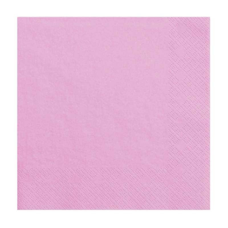 Serviettes unies rose (x20) 