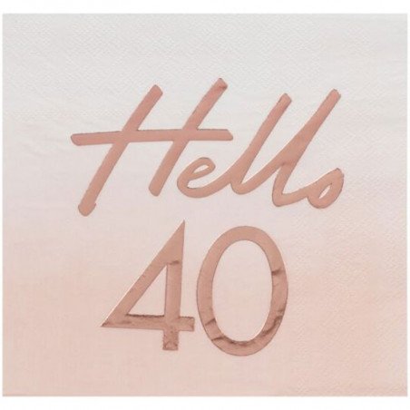 16 Serviettes 40 ans rose gold