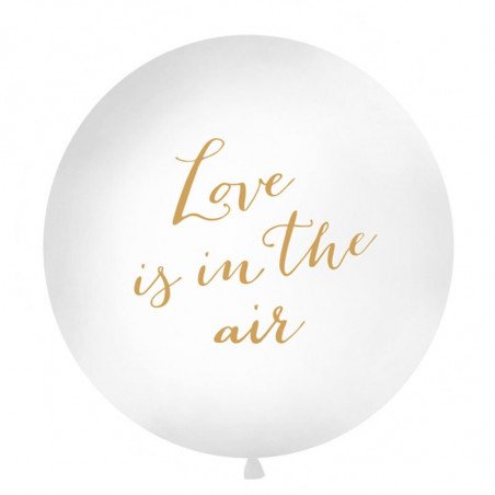 Ballon XXL "Love is in the air" Blanc & Doré - 1M