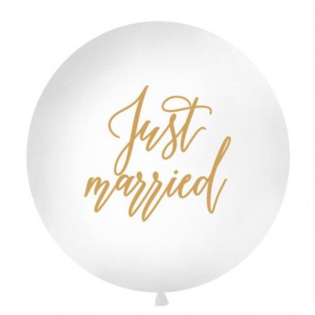 Ballon Géant "Just Married" Blanc & Doré