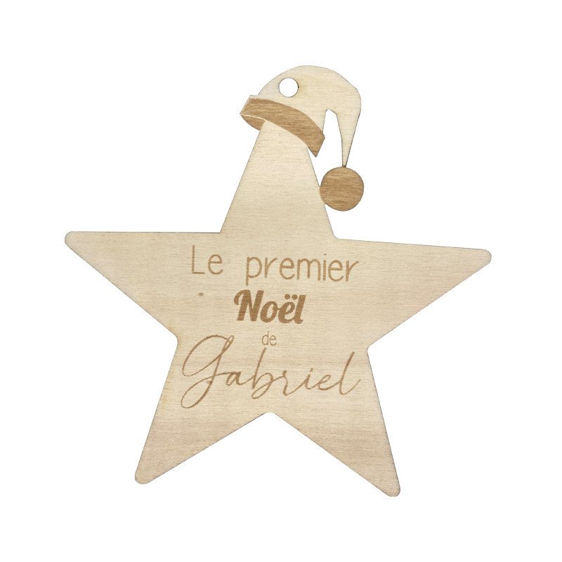 Étoile en bois "Mon Premier Noël"