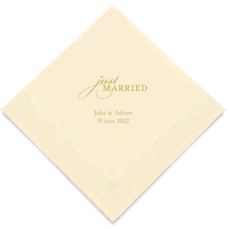 Serviettes Personnalisées Just Married (x50)