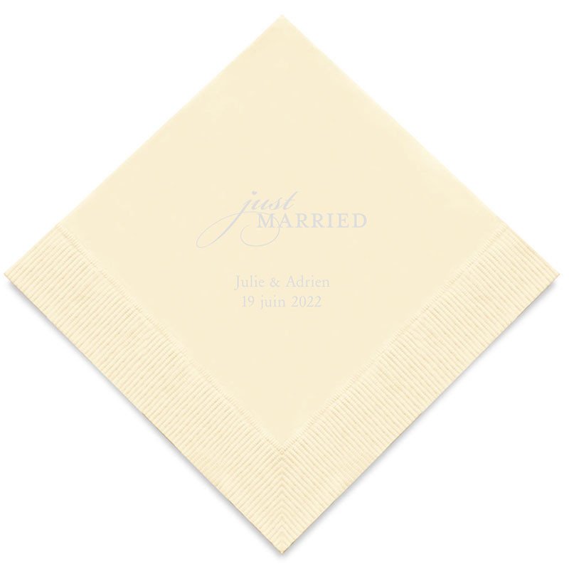 Serviettes Personnalisées Just Married (x50)