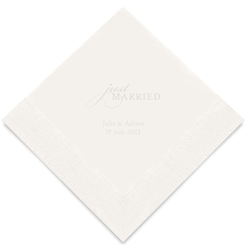 Serviettes Personnalisées Just Married (x50)