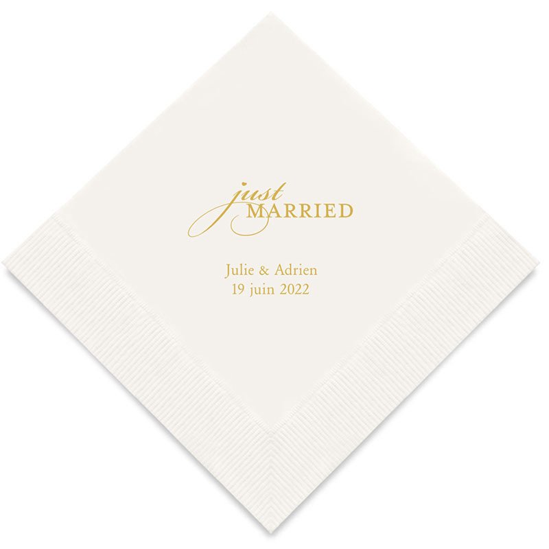 Serviettes Personnalisées Just Married (x50)