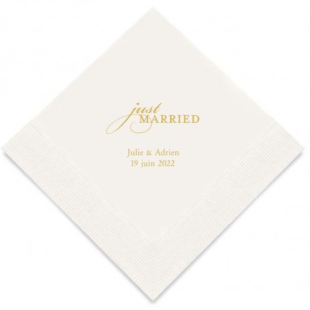 Serviettes Personnalisées Just Married (x50)