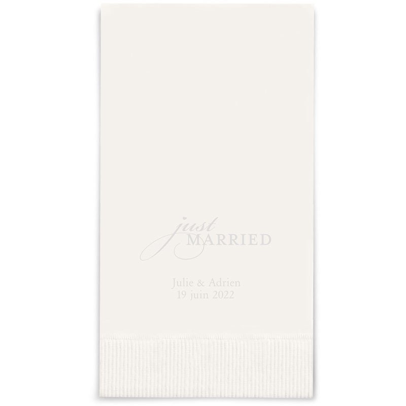 Serviettes Rectangle Personnalisées "Just Married" (x50)