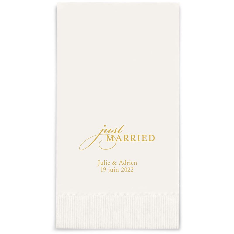 Serviettes Rectangle Personnalisées "Just Married" (x50)