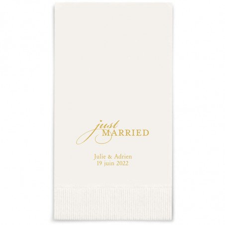 Serviettes Rectangle Personnalisées "Just Married" (x50)