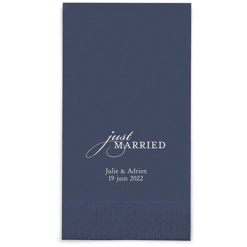 Serviettes Rectangle Personnalisées "Just Married" (x50)