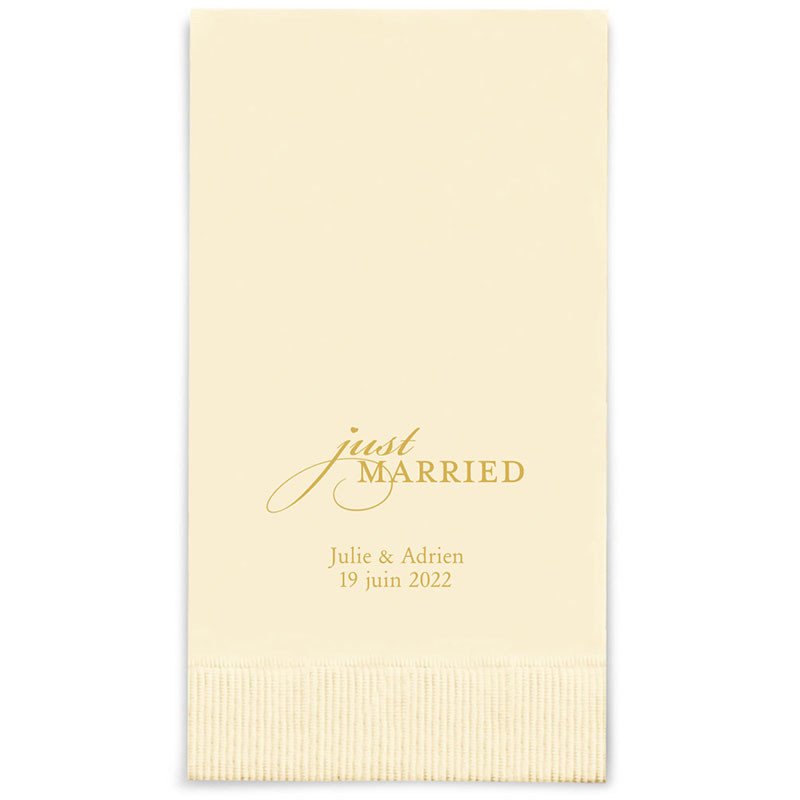 Serviettes Rectangle Personnalisées "Just Married" (x50)