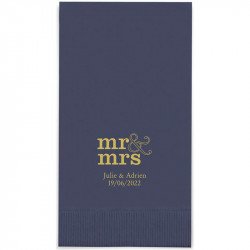 Serviettes Rectangle Personnalisées "Mr & Mrs" (x50)