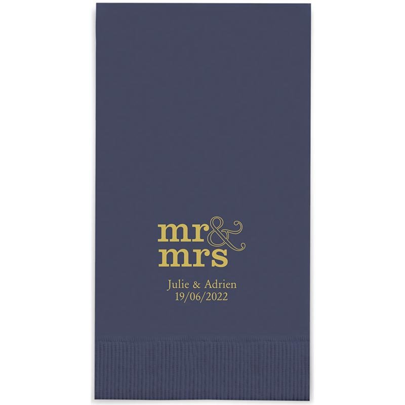 Serviettes Rectangle Personnalisées "Mr & Mrs" (x50)