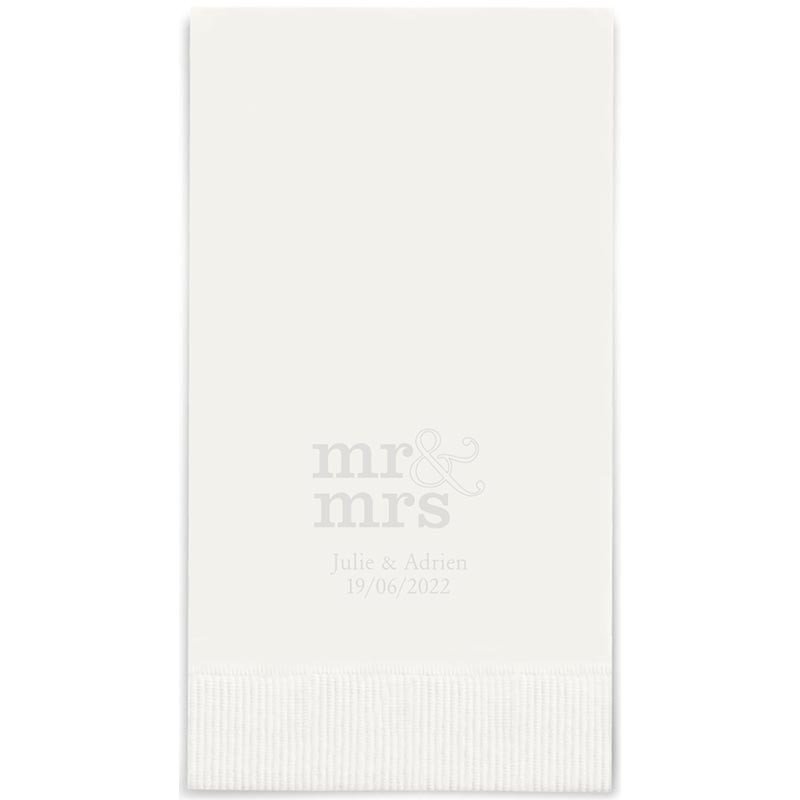 Serviettes Rectangle Personnalisées "Mr & Mrs" (x50)