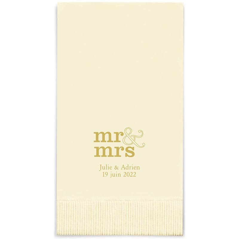 Serviettes Rectangle Personnalisées "Mr & Mrs" (x50)