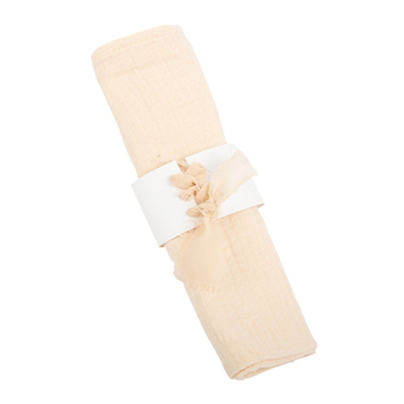 Ronds de serviettes blancs et ruban blush (x8)