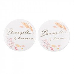 Badges "Demoiselle d'Honneur" Fleurs des Champs (x2)