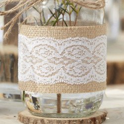 Vase Mason Jar Jute et Dentelle