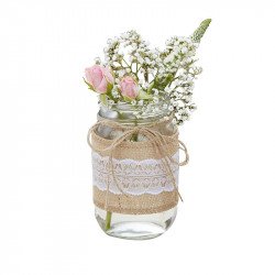 Vase Mason Jar Jute et Dentelle