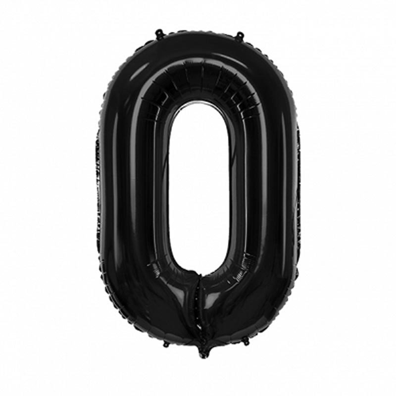 Ballon Chiffre 0 mylar noir - 86 cm