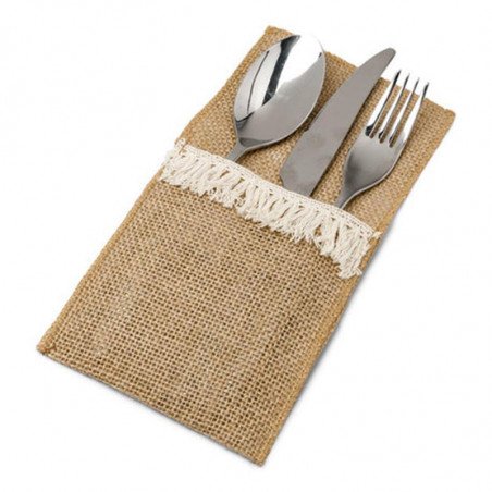 Porte-couverts jute et franges (x4)