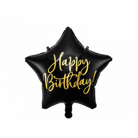 Ballon étoile noire "Happy Birthday"