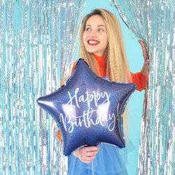 Ballon étoile bleue "Happy Birthday"