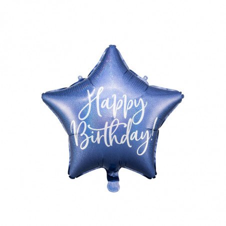 Ballon étoile bleue "Happy Birthday"