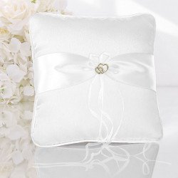 Coussin d'alliance satin coeur or